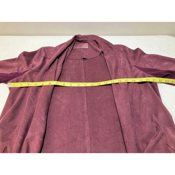 BLANKNYC Cloud Nine Drape Waterfall Faux Suede Cardigan Jacket Womens Size M Red - Picture 5 of 11